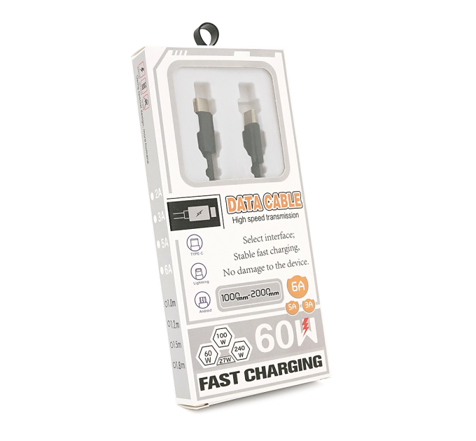 Кабель Type-C to Type-C (male to male), PD100Вт, довжина 1.0м, обплетення, Black, Box