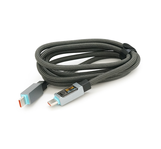 Кабель Type-C to Type-C (male to male), струм 5А, Підтримка SCP, QC3.0, PD до 240Вт, довжина 1.5м, оплетка, Black, Box