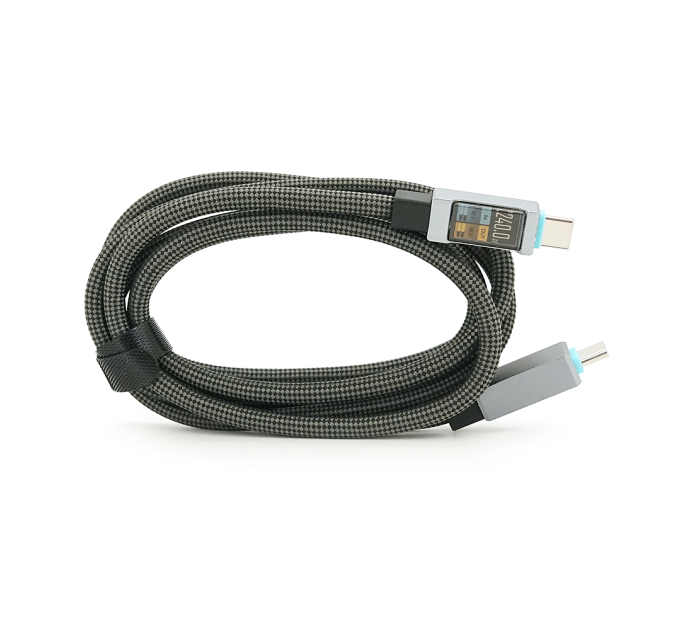 Кабель Type-C to Type-C (male to male), струм 5А, Підтримка SCP, QC3.0, PD до 240Вт, довжина 1.5м, оплетка, Black, Box