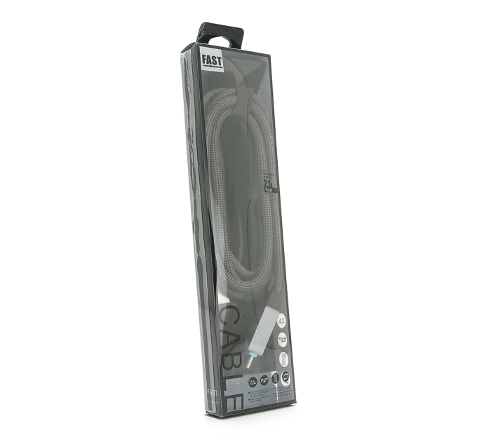 Кабель Type-C to Type-C (male to male), струм 5А, Підтримка SCP, QC3.0, PD до 240Вт, довжина 1.5м, оплетка, Black, Box