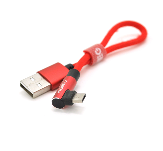 Кабель VEGGIEG UA-20R, Micro-USB, 2.4A, Black, Red, довжина 0,2 м, BOX