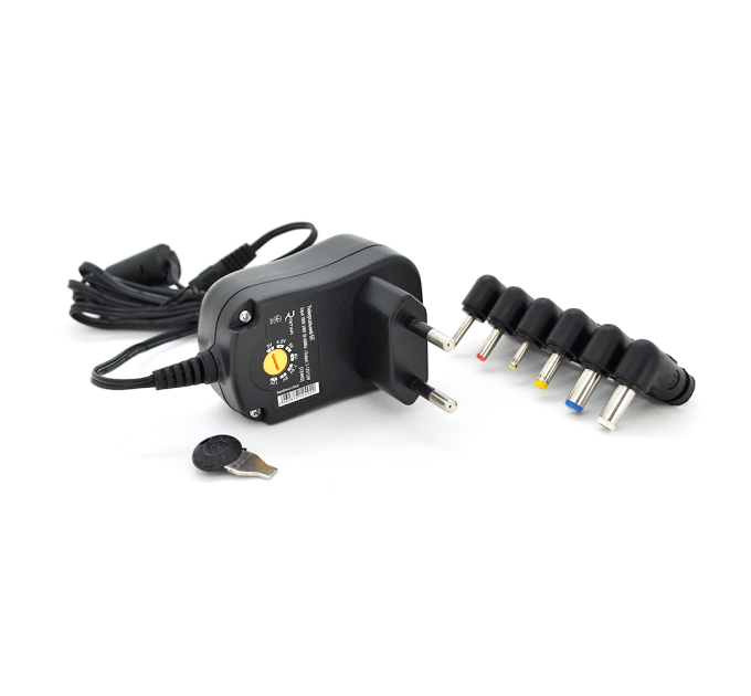 Універсальний БП Input 100V-240V 50-60Mhz, Output :3V-12V-1A 12W, 6 Г-подібних роз'ємів 2.35*0.75 / 3.0*1.1 / 3.5*1.35 / 4.0*1.7 / 5.5*2.