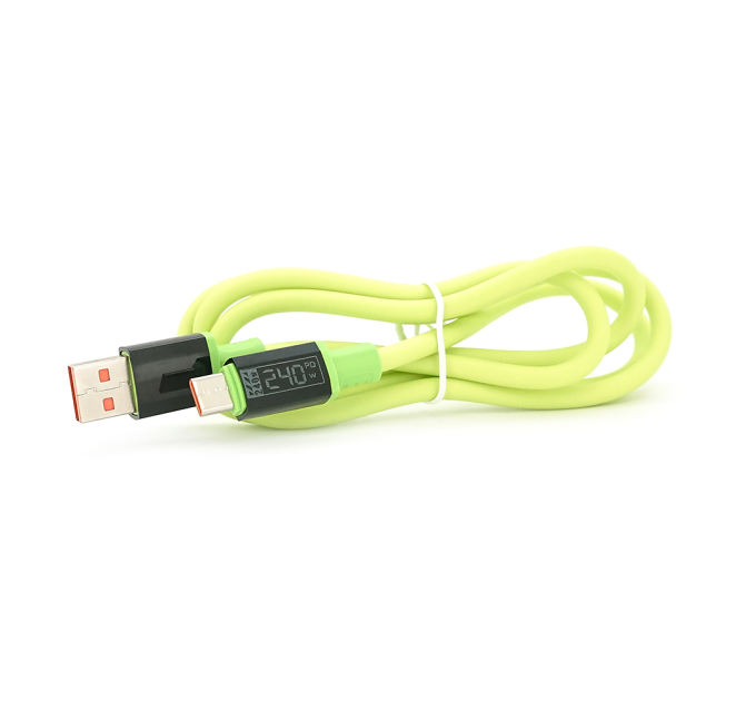 Кабель USB to Type-C (male to male), Підтримка SCP, QC3.0, PD до 240Вт, 480Mbps, довжина 1.0м, обплетення, Green, Box
