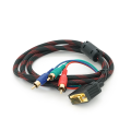 Кабель VGA (тато)-3RCA (тато) 1.5m, Black / Red, обплетення, пакет