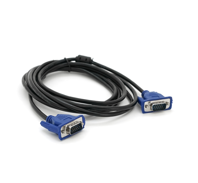 Кабель Merlion VGA 3 + 2 3m, male to male (тато-тато), 2 фериту, чорно-синій, пакет Q150