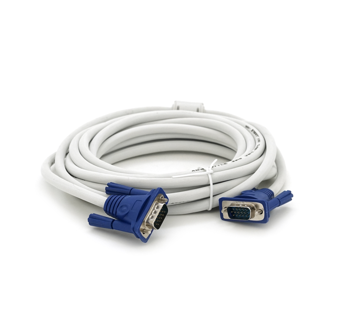 Кабель Merlion VGA 5m, male to male (тато-тато), 1 ферита, білий, пакет Q50