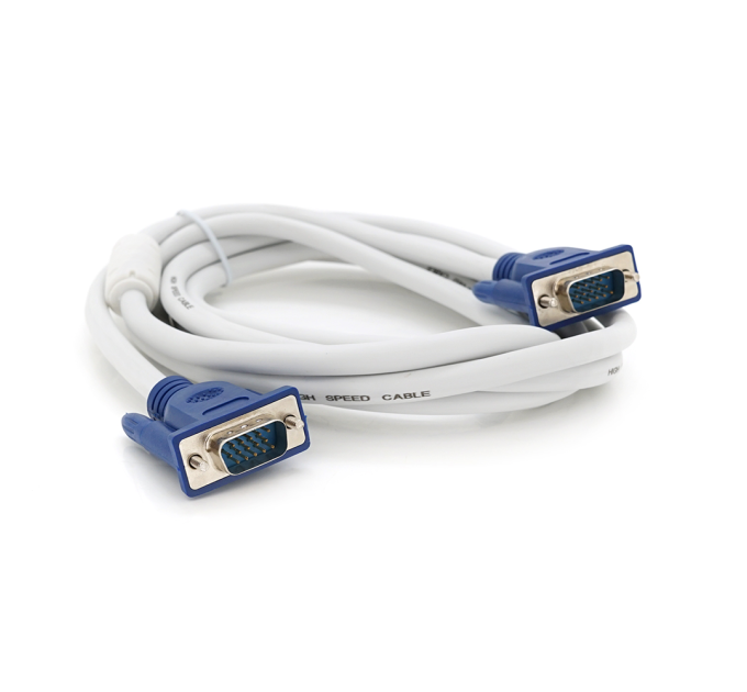 Кабель Merlion VGA 3 + 4 3m, male to male (тато-тато), 1 ферит, біло-синій, пакет Q100