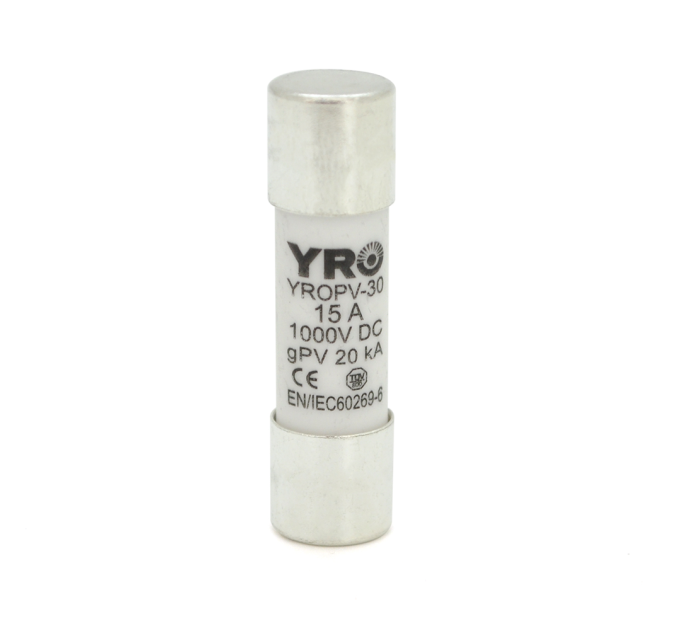 Плавкий запобіжник YROPV-30, 15A, 1000Vdc, 10×38mm, постійна напруга, 10 штук в упаковці, ціна за 1 штуку