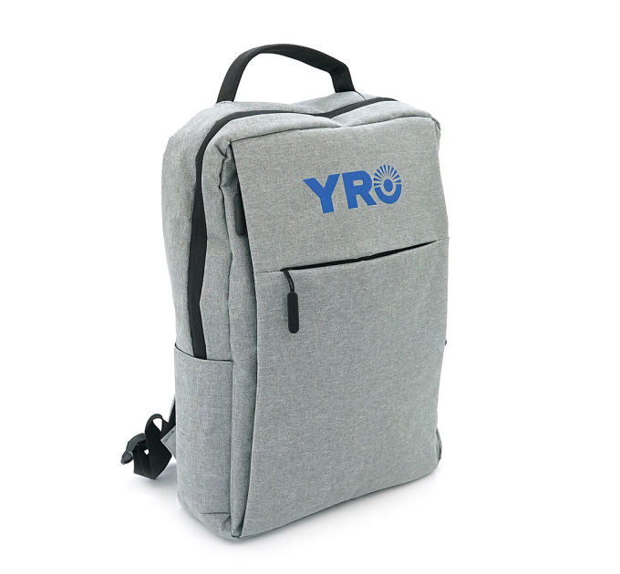 Рюкзак для ноутбука YRO 15.6", матеріал нейлон, вихід під USB-кабель, сірий