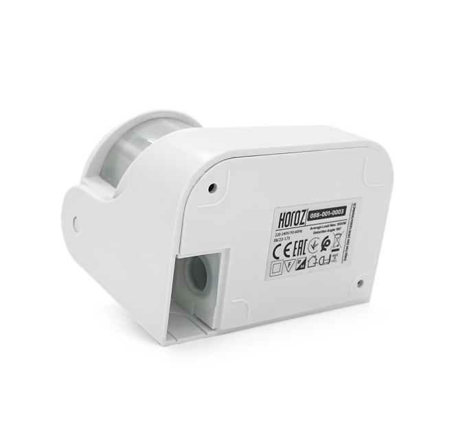 Датчик руху + сутінковий LINEA 1000W 220-240V IP44 180 градусів. 95х85х70мм білий