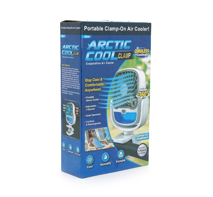 Портативний настільний вентилятор Arctic Cool, 3 режими, прищіпка, вбудований акумулятор, Mix Color, Box