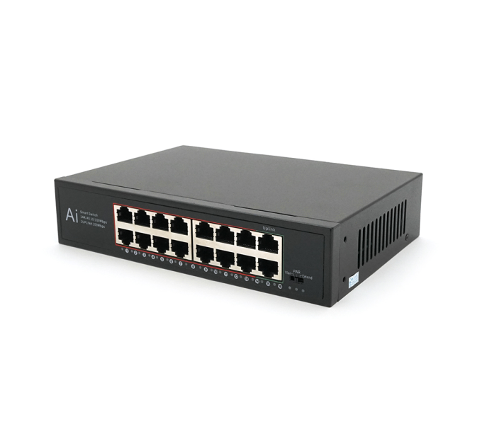 POE комутатор Merlion 14 POE 10 / 100+2 RJ45 10 / 100 / 1000+ вбудований блок живлення 52V 4.8A