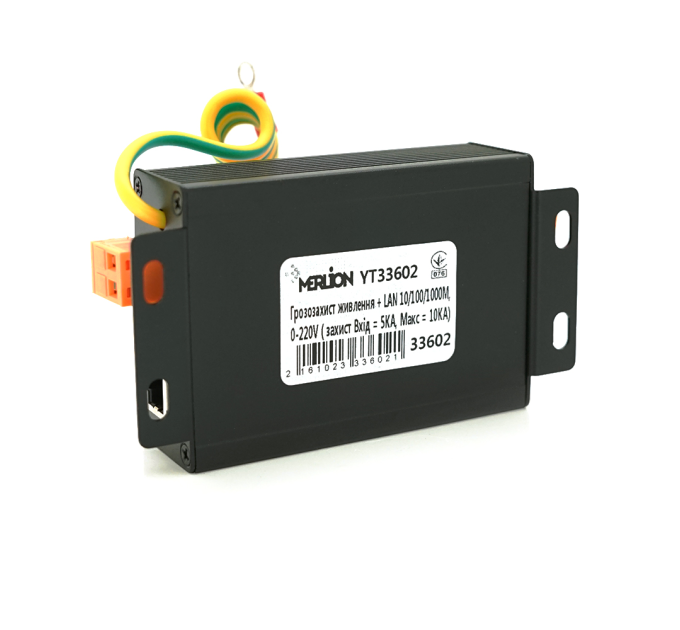 Грозозахист живлення + LAN 10 / 100 / 1000M, 0-220V ( захист Вхід = 5KA, Макс = 10KA)
