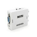 Конвертер Mini, AV to VGA, ВХІД 3RCA(мама) на ВИХІД VGA(мама), 720P / 1080P, White, BOX