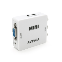 Конвертер Mini, AV to VGA, ВХІД 3RCA(мама) на ВИХІД VGA(мама), 720P / 1080P, White, BOX