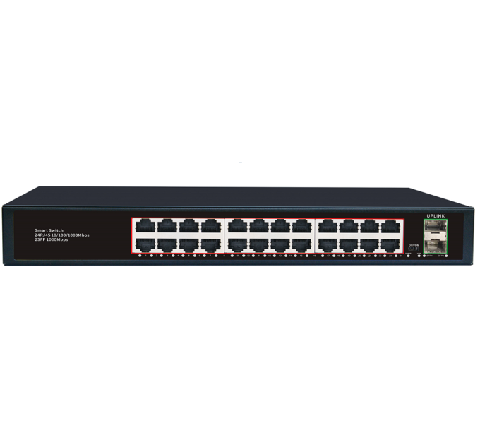 Комутатор Merlion MG1024S 24 портів RJ45 Ethernet + 2 SFP 10 / 100 / 1000 Мбіт / сек. метал AC220V.