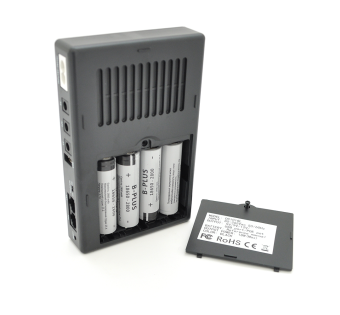 ДБЖ UPS-18W DC1018P YT45453 для роутерів / комутаторів / PON / POE-430, 5 / / 9 / 12V, 1A, 11200MAh(знімні 4*2800MAh), Black, BOX