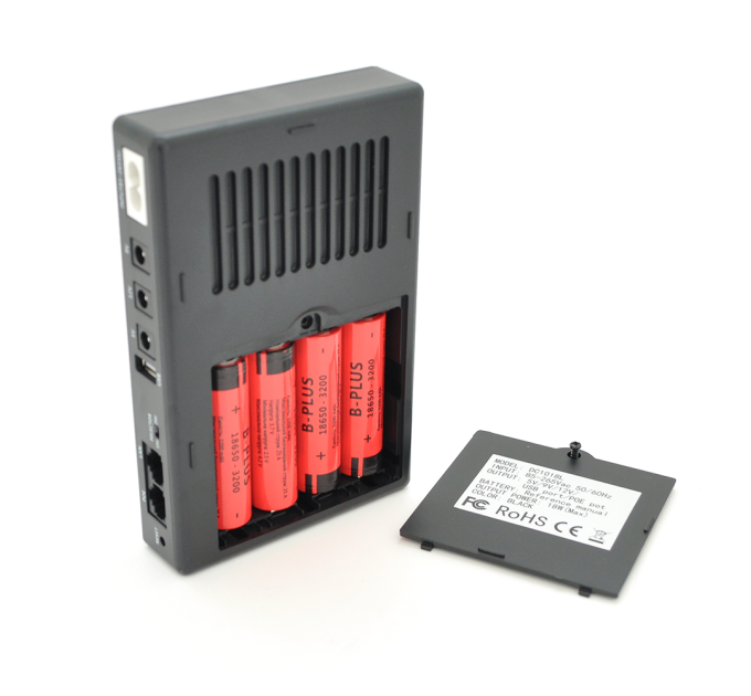 ДБЖ UPS-18W DC1018P YT45454 для роутерів / комутаторів / PON / POE-430, 5 / / 9 / 12V, 1A, 12800MAh(знімні 4*3200MAh), Black, BOX