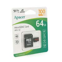 Карта пам'яті Apacer microSDHC Class 10 UHS-I, 64GB Карта пам'яті Apacer microSDHC Class 10 UHS-I, 64GB