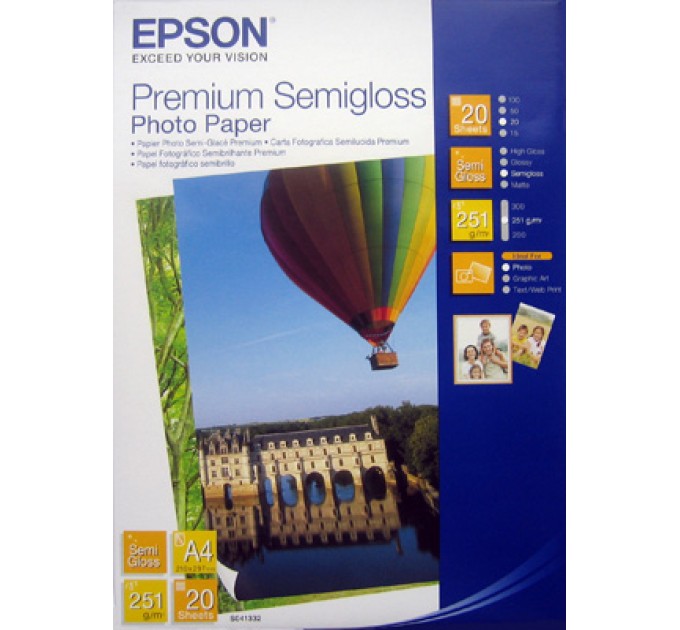 Фотопапір Premium Semigloss А4, 20 арк Epson (C13S041332)