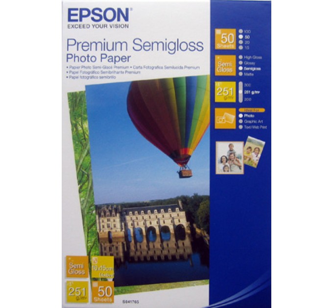 Фотопапір Premium Semigloss 10х15 см, 50 арк Epson (C13S041765)