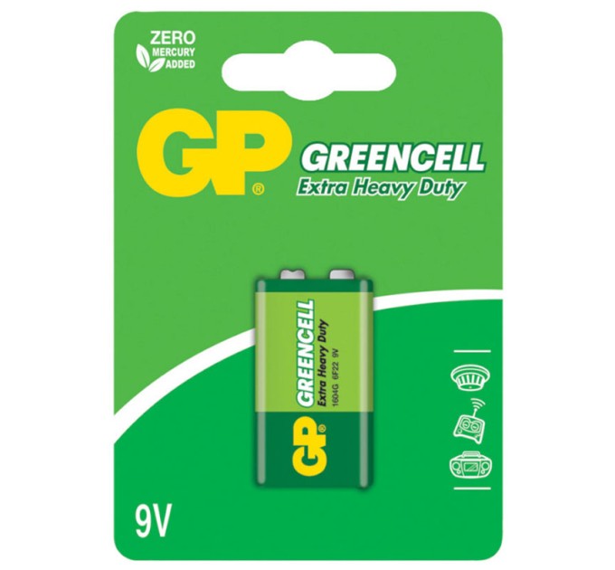 Батарейка Крона Greencell 6LF22 9V солева GP (1604GLF-2UE1)
