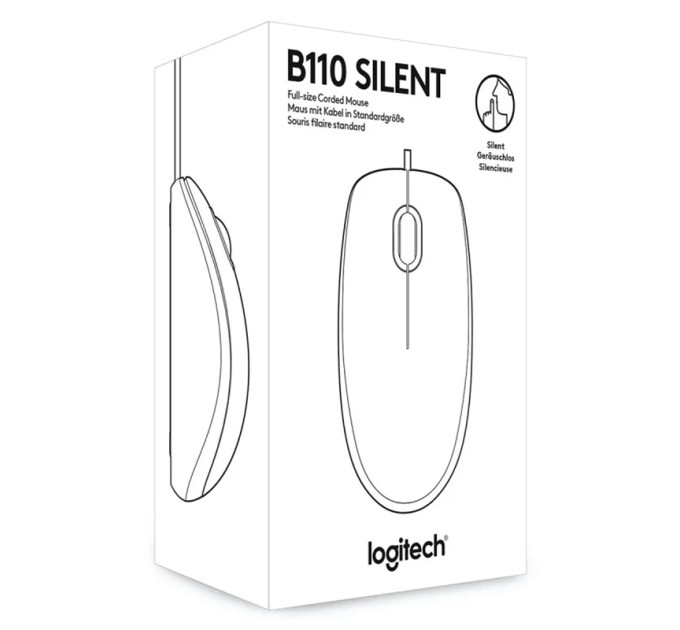 Миша USB B110 Optical Silent, чорна Logitech (910-005508)