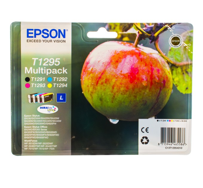 Комплект картриджів T12954A чорний, блакитний, пурпуровий, жовтий Epson (C13T12954A10/C13T12954012)
