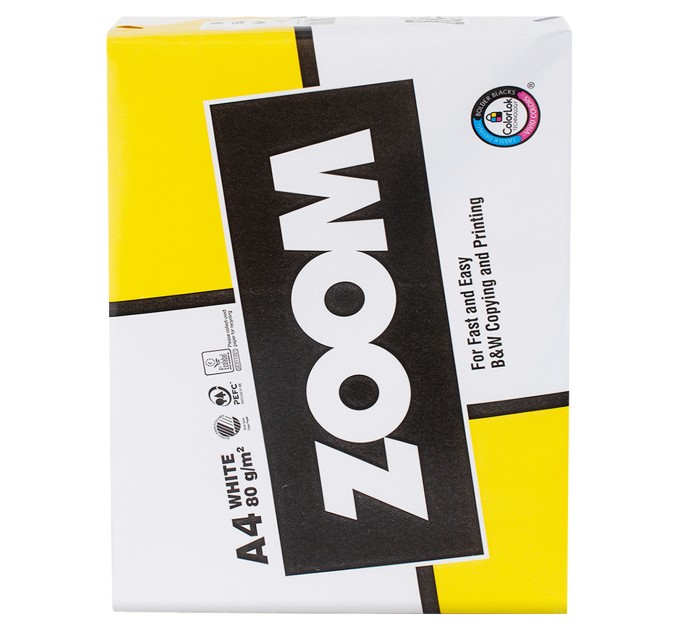 Папір офісний A4, 80г/м, 500 арк, Клас С, Zoom (ZOOM-A4-500)