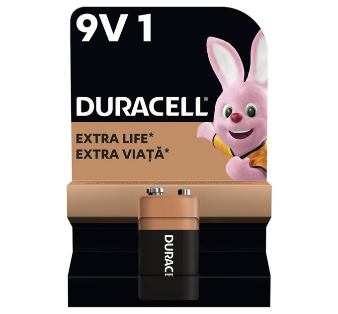 Батарейка 6LR61 лужна, MN1604, блістер, 1 шт. Duracell (5015742/5006014/5014437/5015741)