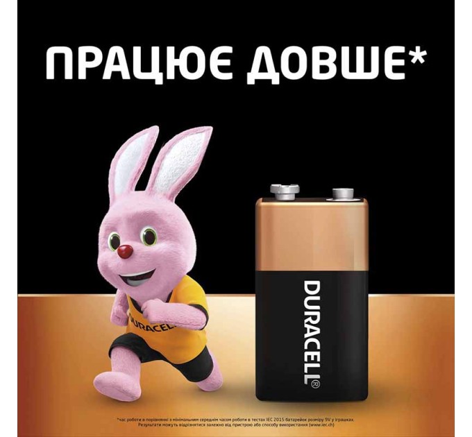 Батарейка 6LR61 лужна, MN1604, блістер, 1 шт. Duracell (5015742/5006014/5014437/5015741)