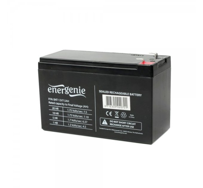 Акумулятор для ДБЖ 12В, 7.5 Aг Energenie (BAT-12V7.5AH)