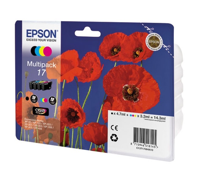 Комплект картриджів T17064A чорний, блакитний, пурпуровий, жовтий Epson (C13T17064A10)