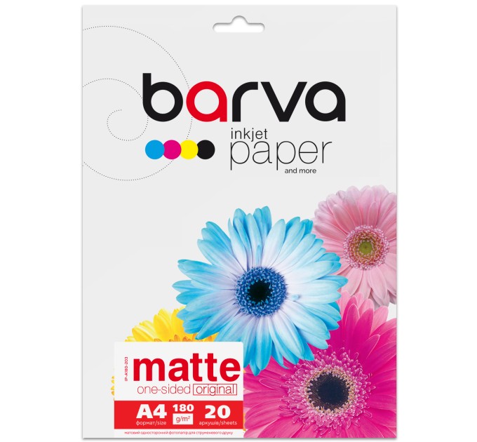 Фотопапір матовий 180 г/м2, А4, 20 арк Original Barva (IP-A180-203)