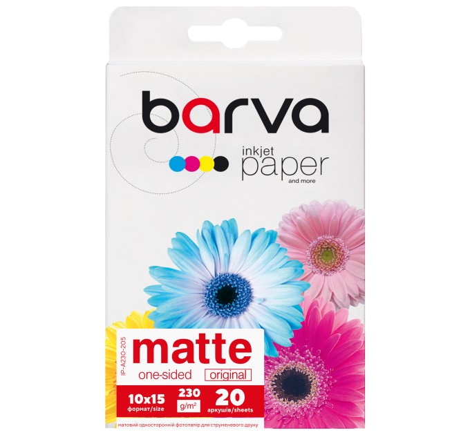 Фотопапір матовий 230 г/м2, 10x15 см, 20 арк Original Barva (IP-A230-205)