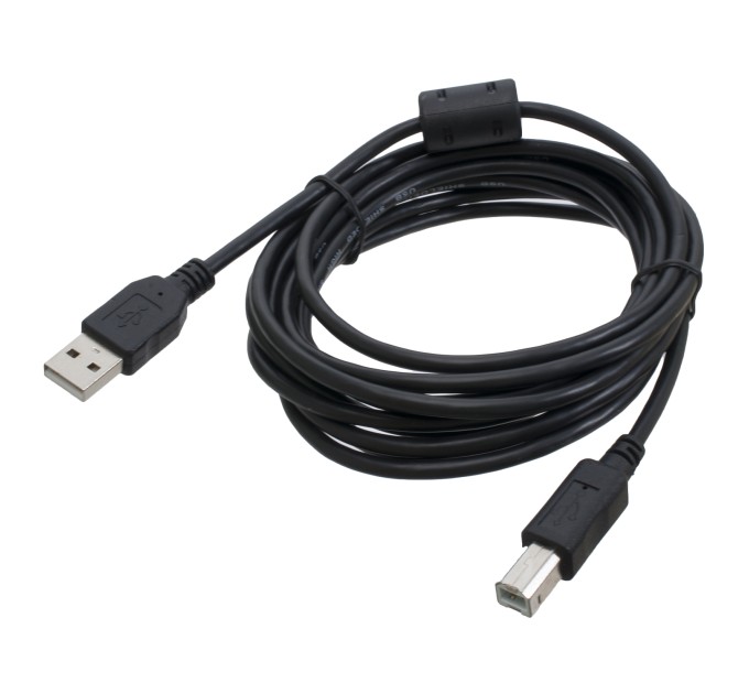 Кабель для принтера USB 2.0 AM/BM 3 м, чорний, з ферритом Patron (PN-AMBM-30F)