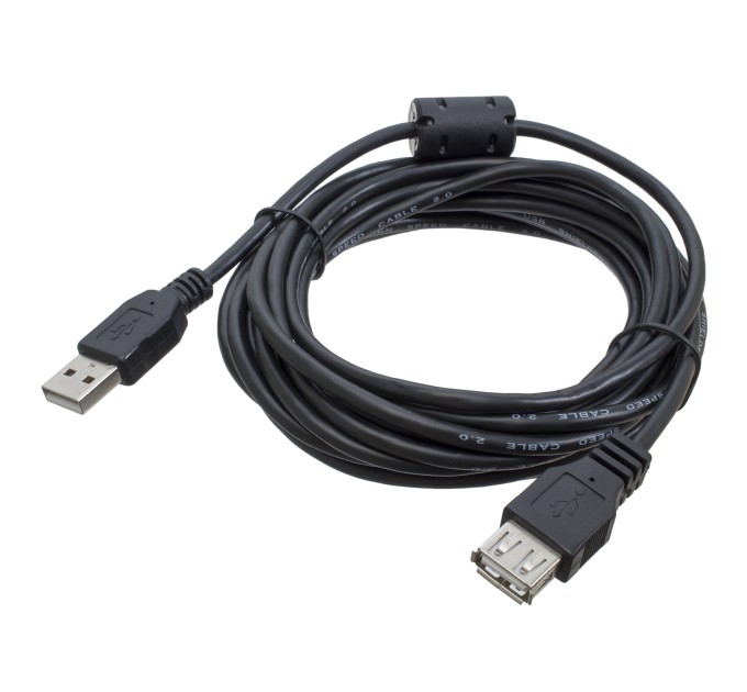 Подовжувач USB 2.0 AM/AF 4,5 м, чорний, з ферритом Patron (PN-AMAF-45F)