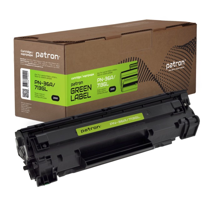 Картридж сумісний HP 36A (CB436A)/Canon 713 Green Label Patron (PN-36A/713GL)