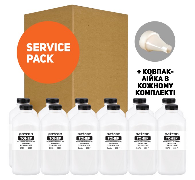 Тонер HP універсальний №1 Service Pack, флакон 12x833 г Patron (PN-HU1-10SP)