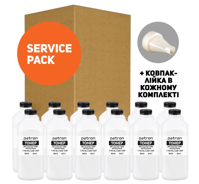 Тонер HP LJ 1200 Service Pack, флакон 12x833 г Patron (PN-HLJ1200-10SP)