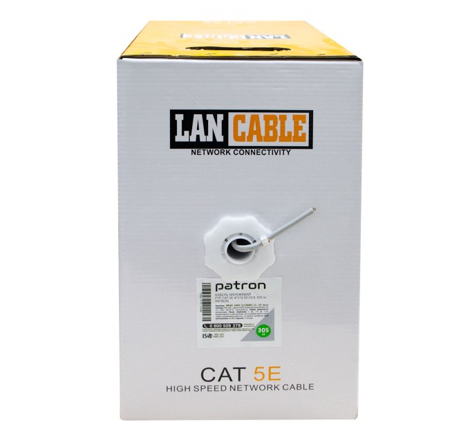 Кабель звита пара FTP CAT.5E Solid Cable 305 м, 4*2*0.50, біметал Patron (04002)