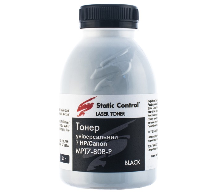 Тонер універсальний MPT7 HP/Canon 80г (фасований) Static Control