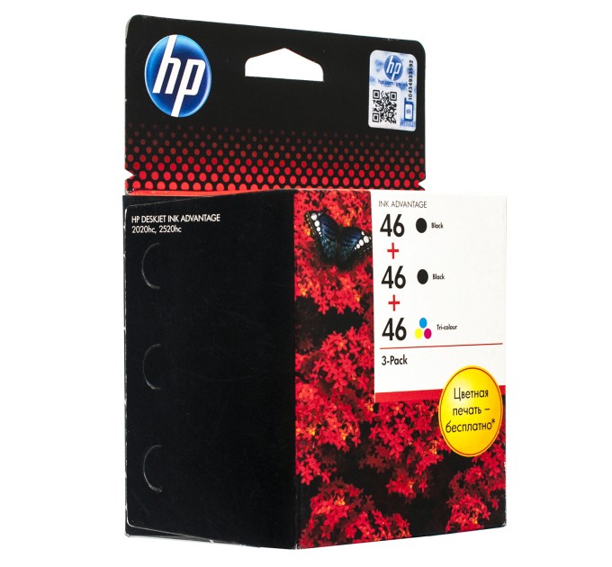 Комплект картриджів №46 чорний, 2 шт + картридж №46 кольоровий HP (F6T40AE)