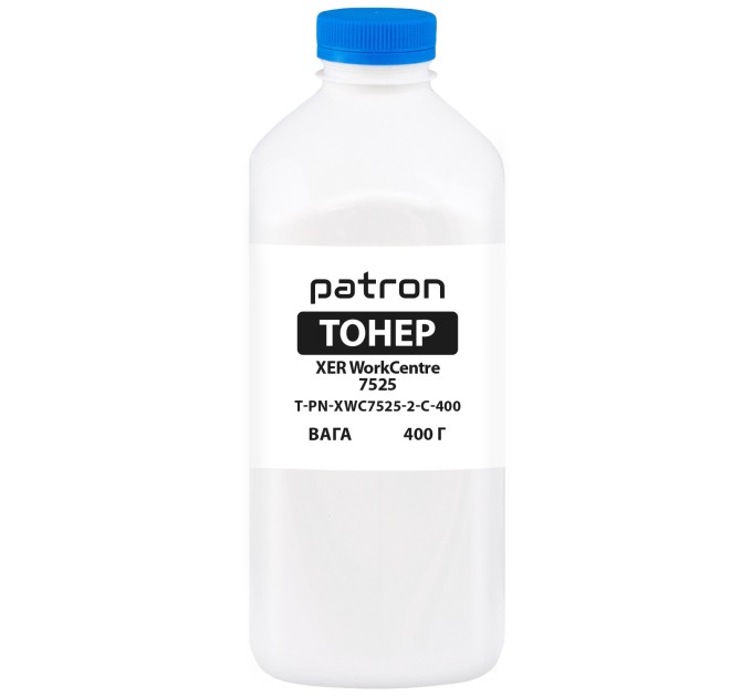 Тонер XER WorkCentre 7525 флакон, 400 г, блакитний Patron (PN-XWC7525-2-C-400)