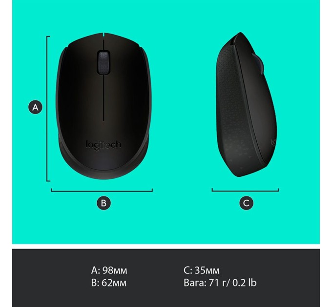 Миша бездротова M170, чорно-сіра Logitech (910-004642)