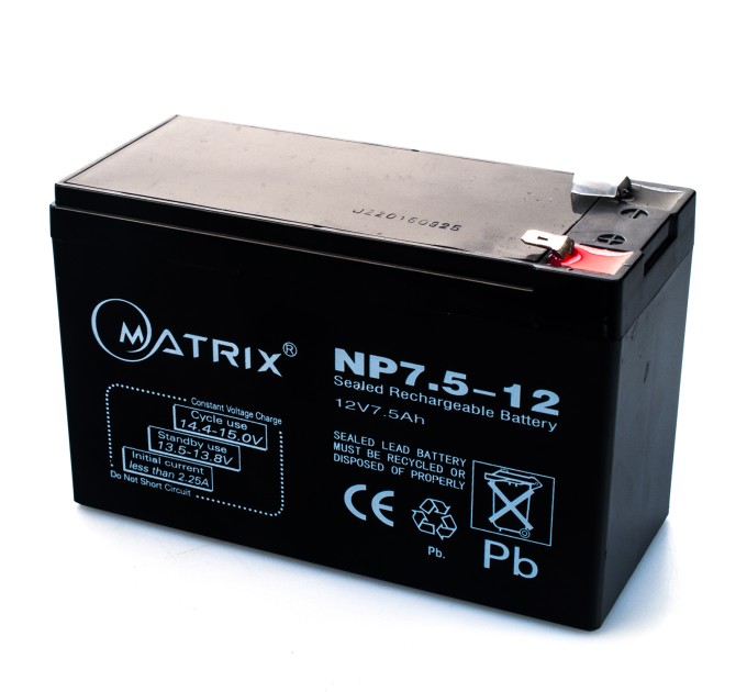 Акумулятор для ДБЖ 12В, 7.5 Aг Matrix (NP7.5-12)