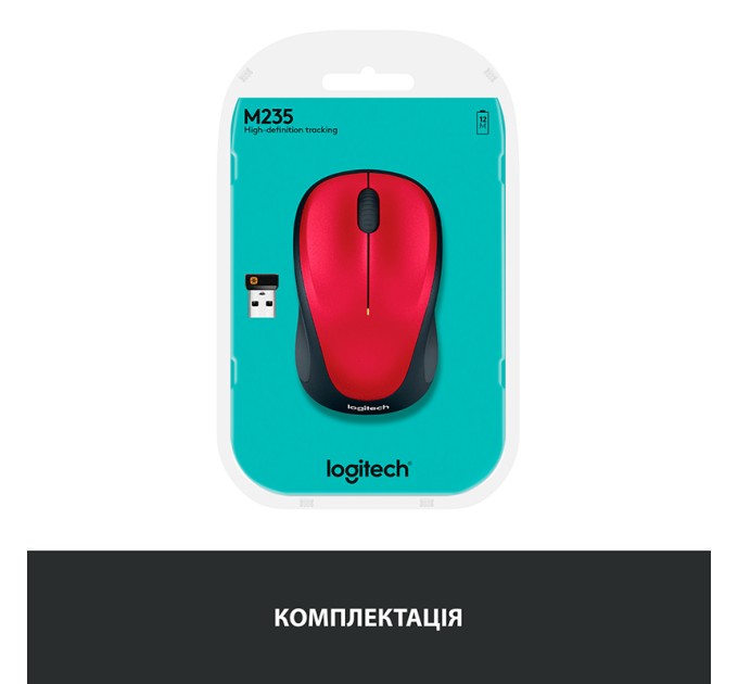 Миша бездротова M235, червона Logitech (910-002496)