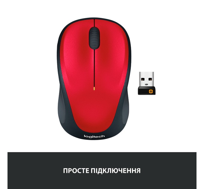 Миша бездротова M235, червона Logitech (910-002496)