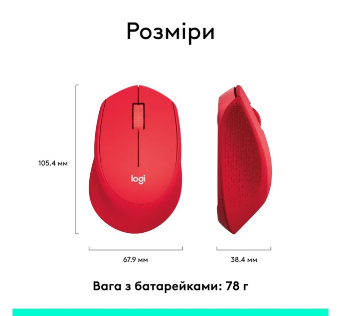 Миша бездротова M330 Silent Plus, червона Logitech (910-004911)