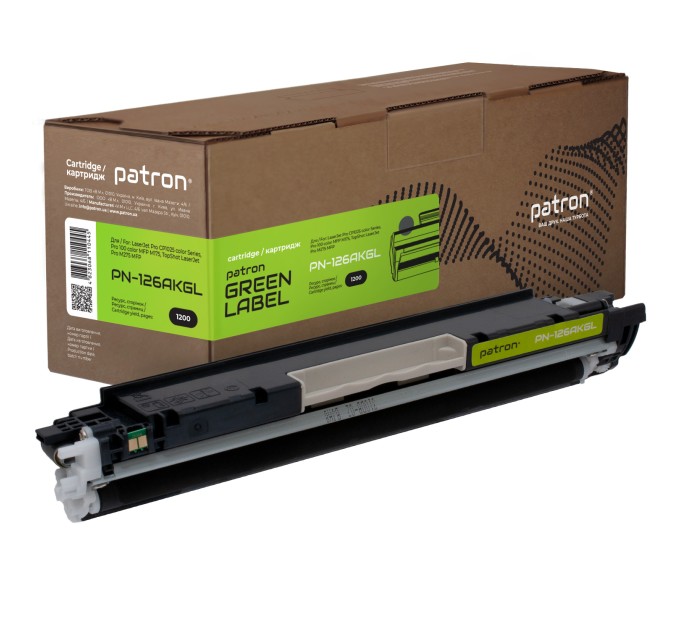 Тонер-картридж сумісний HP 126A (CE310A) Green Label, чорний Patron (PN-126AKGL)